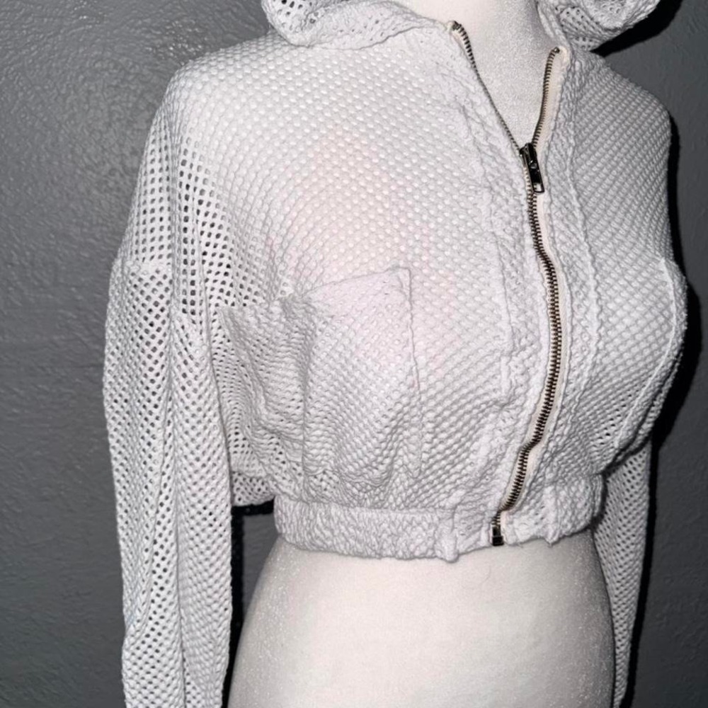 Free People Movement Size XS Fishnet‎ Mesh Cropped White - Picture 2 of 5